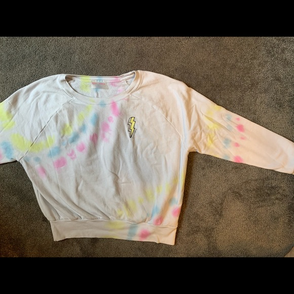 Betsey Johnson Tie-Dyed Lightning Bolt Graphic Raglan Sweatshirt - Picture 5 of 8